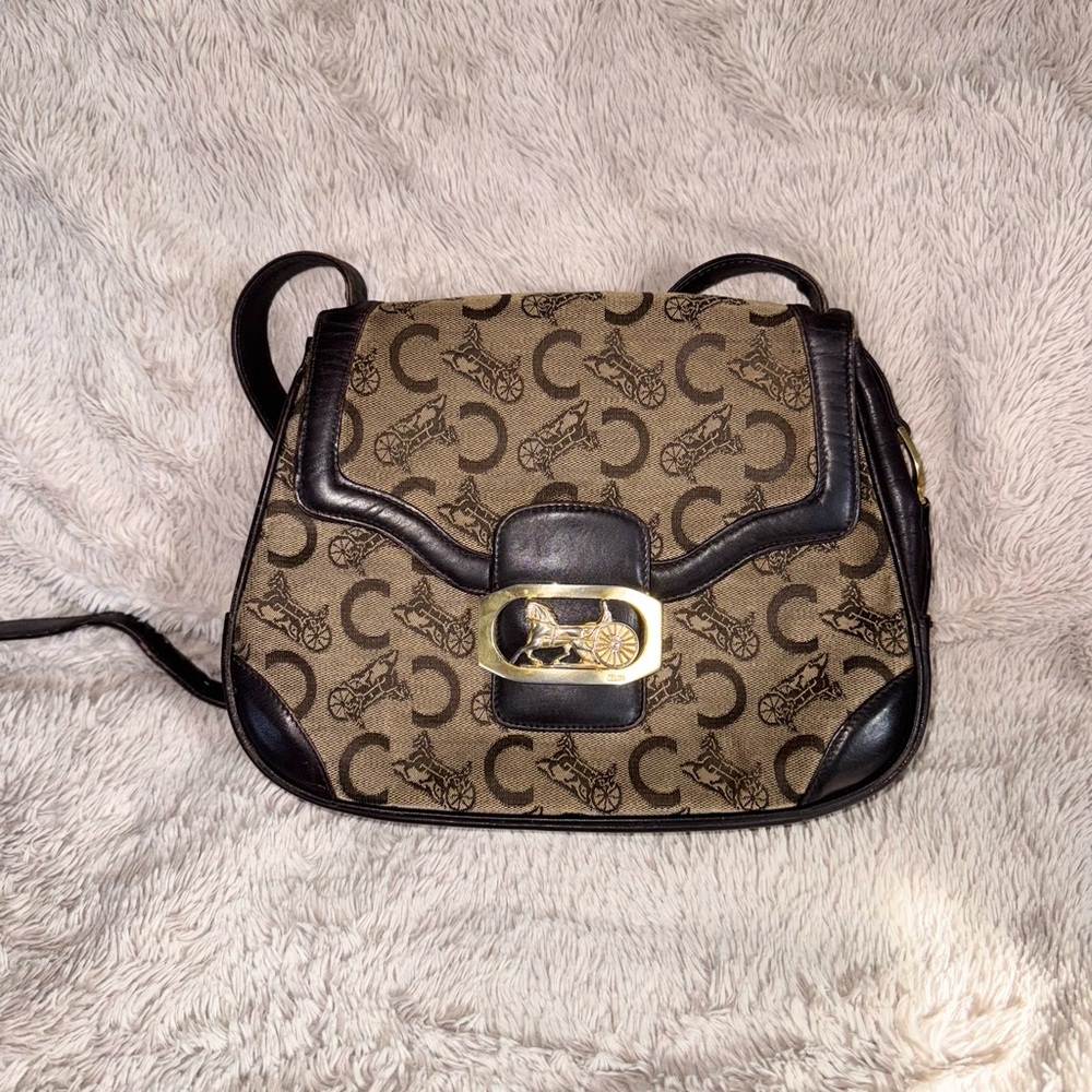 Celine‎ Vintage Macadam Monogram Crossbody Bag with Horse Carriage Hardware